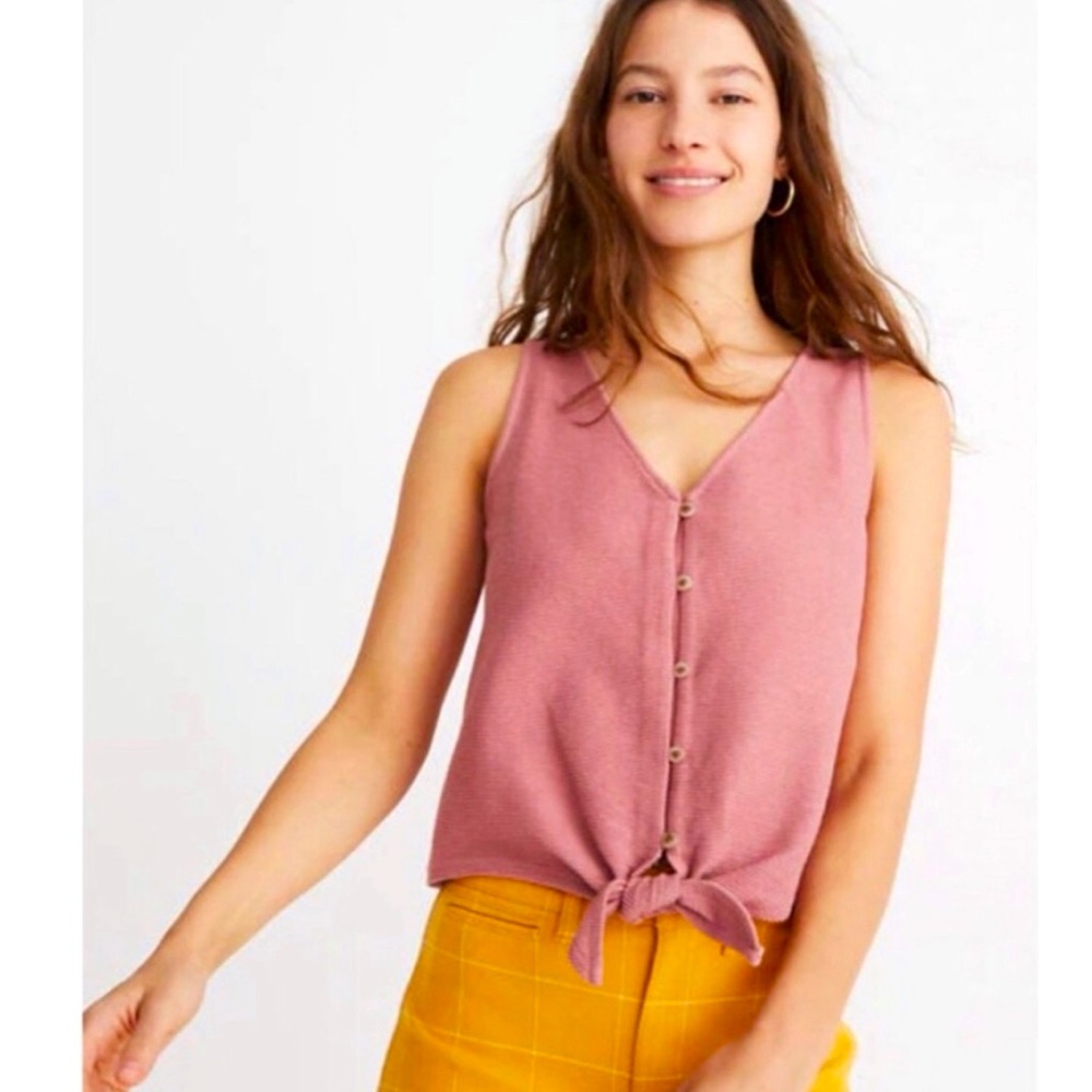 Madewell Texture & Thread Blush Sleeveless V-Neck Knot Sleeveless Top Womens S